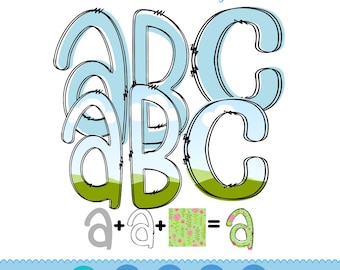 Doodle Letter Canva Frame Template Bundle: Lower Fillable Alphabet SVG, PNG, DXF (Digital Download)