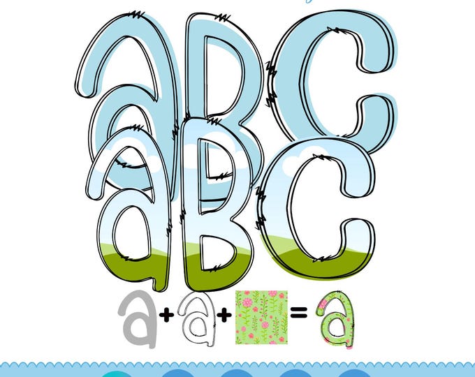 Doodle Letter Canva Frame Template Bundle: Lower Fillable Alphabet SVG, PNG, DXF (Digital Download)