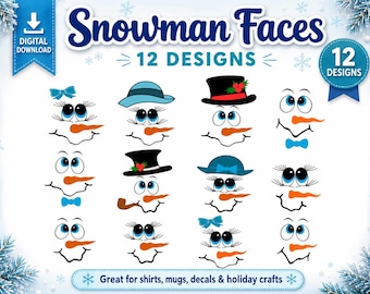 Snowman Face SVG, Christmas Cut File for Cricut (Instant Download