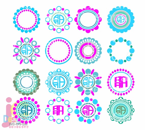Download Dotted Scallopped Frame Svg Monogram Frames Svg Round Dotted Etsy