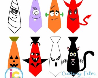 Halloween Tie SVG, Devil, Frankenstein, Cat, Mummy, Ghost, Pumpkin fall boy SVG,EPS, Dxf, Printable Png silhouette, cricut, Shirt design