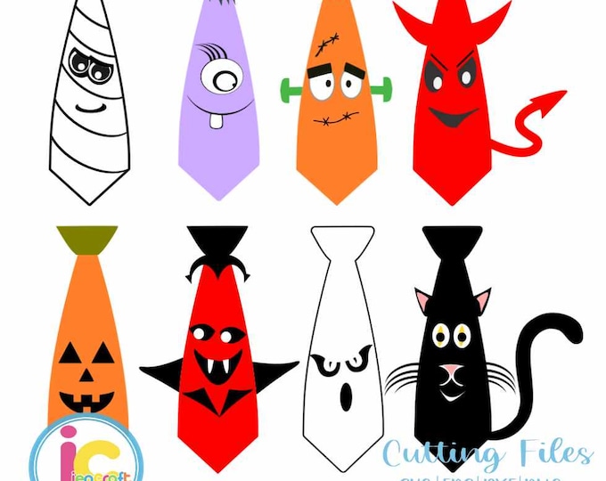 Halloween Tie SVG, Devil, Frankenstein, Cat, Mummy, Ghost, Pumpkin fall boy SVG,EPS, Dxf, Printable Png silhouette, cricut, Shirt design
