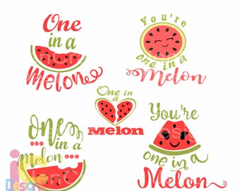 Watermelon SVG: One in a Melon Clipart, Summer Print (Digital Download)