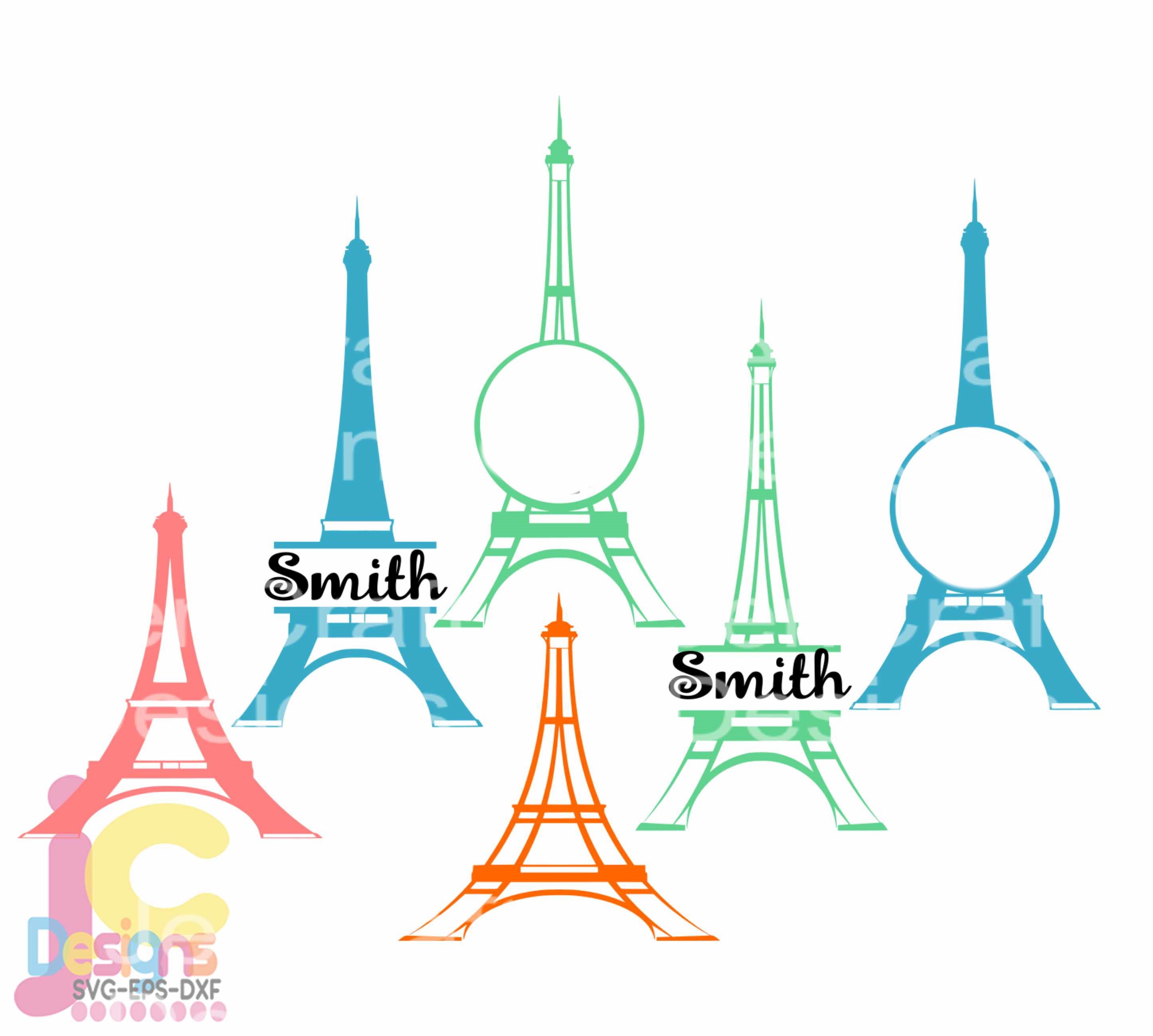 Paris Svg Eiffel Tower French France Wedding Honeymoon Monogram Frames Svg Dxf Eps Use Silhouette Studio Cricut Cutting Cut