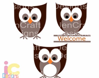 Cute Owl SVG Monogram Frame Svg Kids Mom Kitchen Country Cut Files, svg, dxf, eps, png cut files, Instant download Silhouette Cricut
