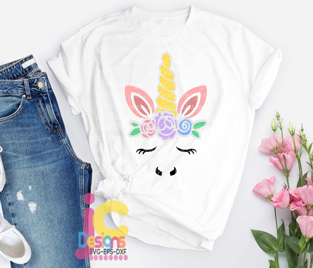 Unicorn SVG Floral Unicorn Face Svg Gold Horn Unicorn - Etsy