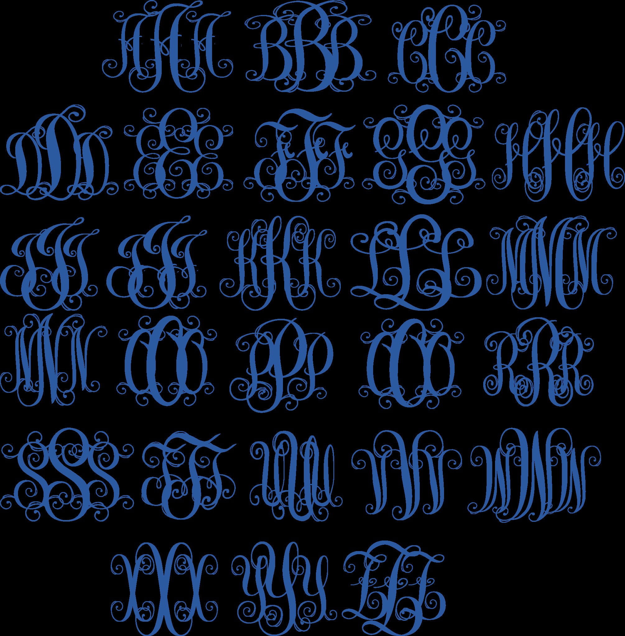 Download Fancy Interlocking Monogram Alphabet svg Upper & Lower ...