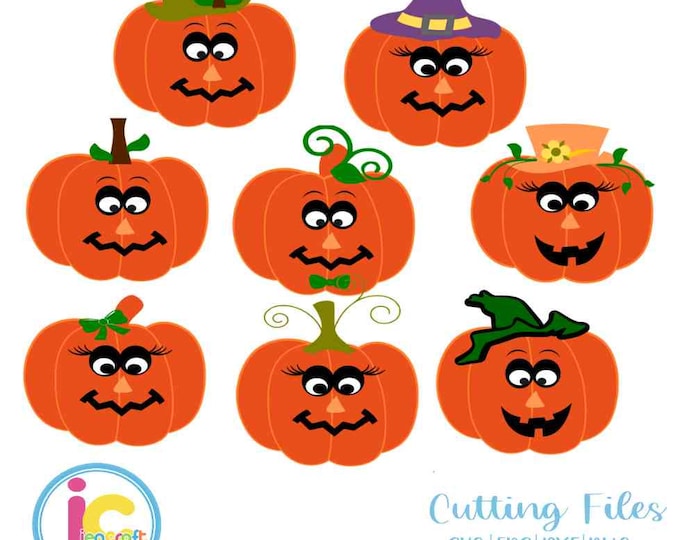 Cute Pumpkin Halloween svg Funny Fall Witch Face Pumpkin Svg Dxf Eps Png Digital Design Cut files for Silhouette & Cricut