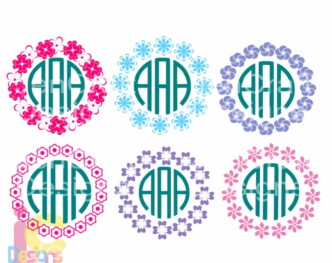 Spring svg Floral Flowers Svg Mothers Day Mom Monogram Frame SVG EPS PNG Dxf, Cricut, Silhouette, Digital Cut Files Instant download