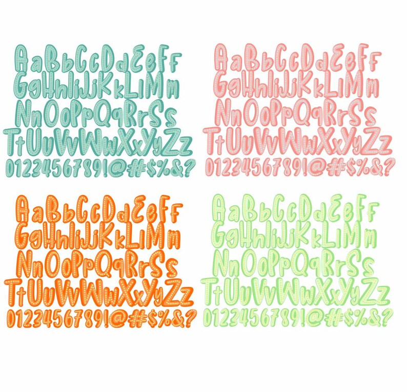 Pastel Doodle Alphabet PNG Bundle: Gelato Neon Letters (digital ...