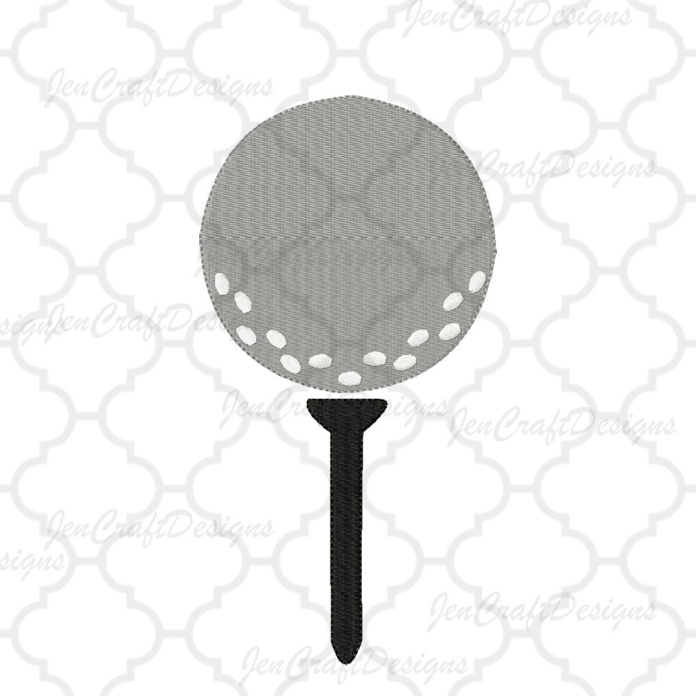 Golf Ball on Tee Embroidery Design, Instant Download digital file in PES,  EXP, VIP, Hus, Xxx and Jef