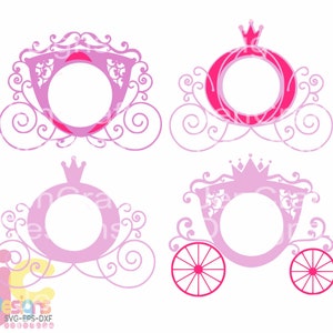 Carriage SVG, Princess Carriage Monogram SVG, Birthday Monogram Frame SVG, eps, dxf, png  vector design cricut silhouette cutting machines