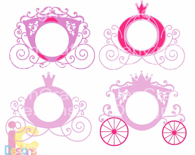 Carriage SVG, Princess Carriage Monogram SVG, Birthday Monogram Frame SVG, eps, dxf, png  vector design cricut silhouette cutting machines