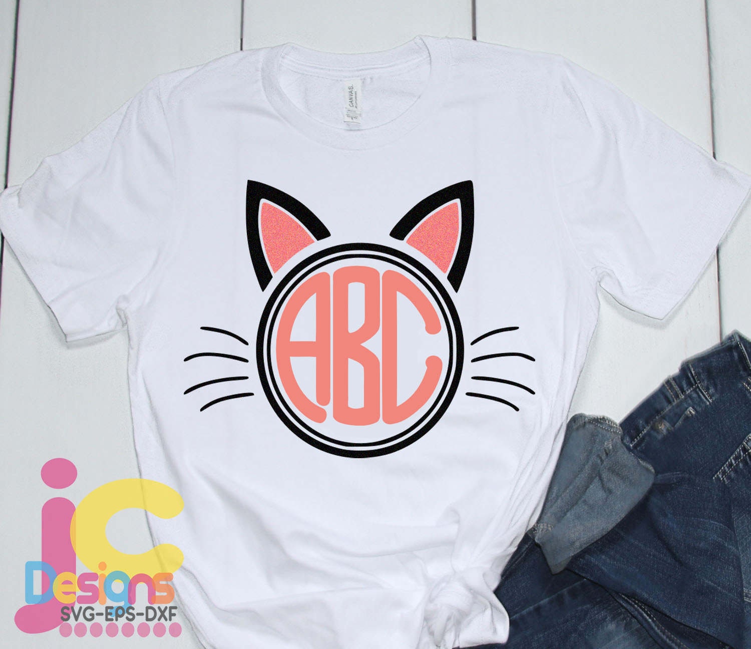 Download Cat Ears SVG Monogram Frame SVG, EPS, Dxf, Png cut Files,Vector Art, Cricut, Silhouette, Heat ...