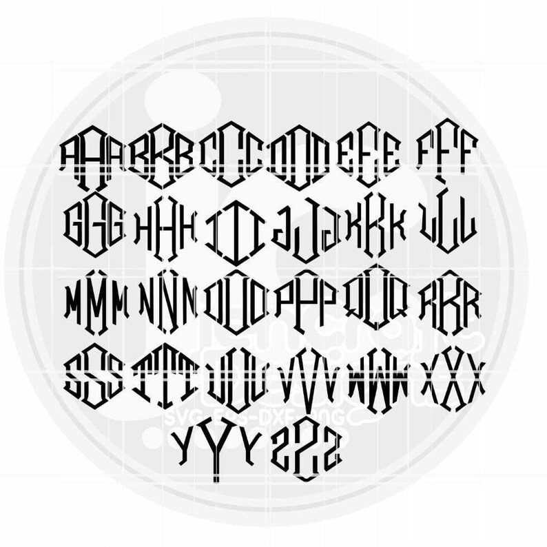 Diamond Monogram Font: A-Z Cut Files for Cricut, Cameo (SVG EPS DXF) - Etsy