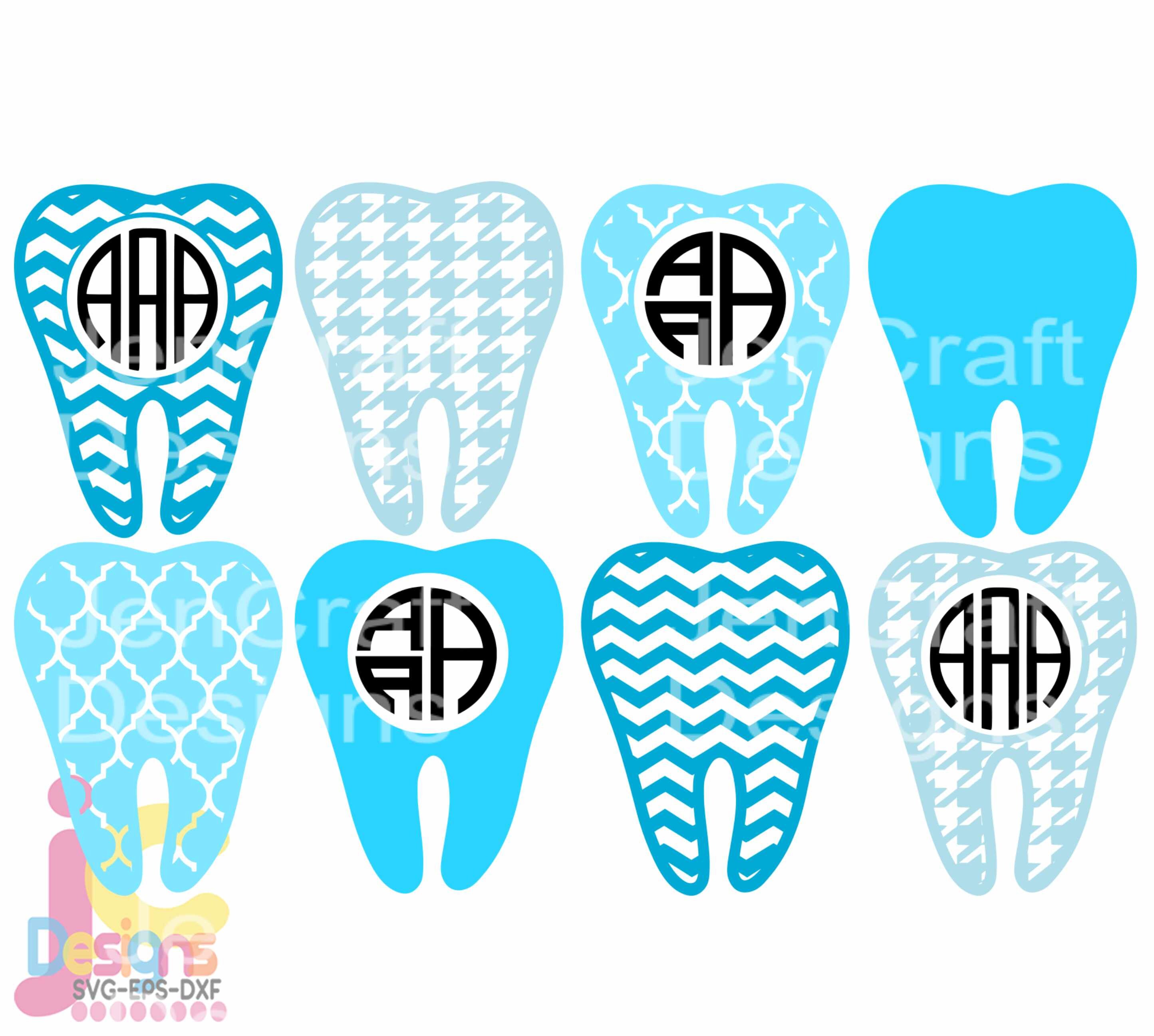 Download Tooth SVG Dental Dentist Hygienist Monogram Frame Bundle ...