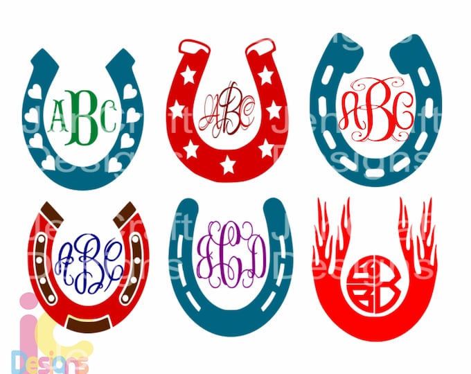 Horseshoe SVG Monogram Frames SVG, Dxf, EpsS,Png Instant Download cut files for Silhouette Studio and Cricut Design Space.