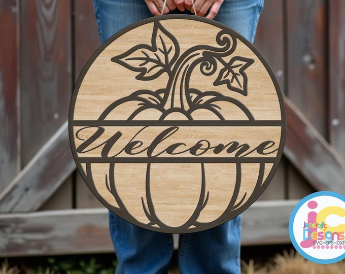 Fall Pumpkin Welcome Sign SVG: Glowforge Laser Cut File