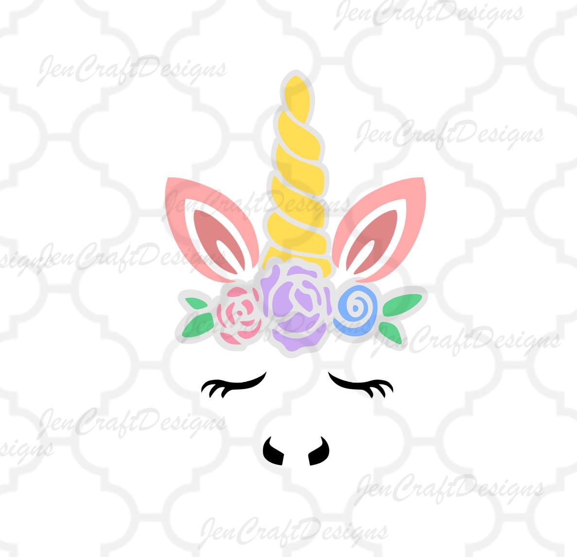 Download Floral Unicorn Face svg, Gold horn unicorn SVG, Unicorn ...