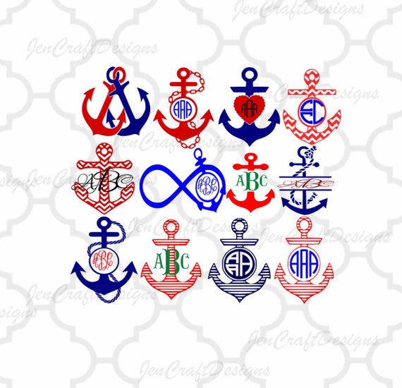 Download Free Anchor Monogram Svg Cuttable Nautical Anchor Svg Dxf Epspng Etsy SVG Cut Files
