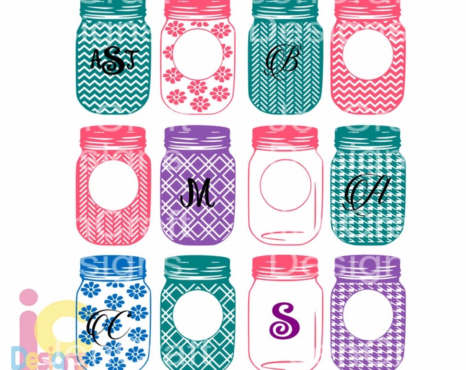 Mason Jars Svg, kitchen Jar Svg, Ball Jar, wedding Monogram Frames Svg Eps Dxf Png Cricut design Cut cutting file Instant download
