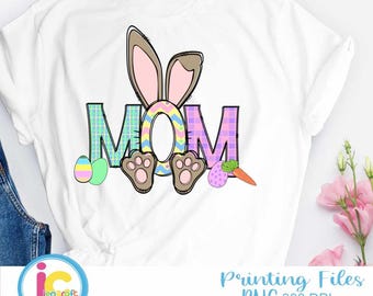 Mom Bunny Png Easter Doodle Letters Png Mommy Family Easter matching shirts Png Transfer Sublimation Digital Designs