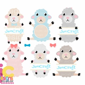 Cute Baby Lamb SVG, Easter SVG Monogram Frames svg, Sheep svg, Baby, Nursery, Easter Basket split Frames Svg Dxf Eps Silhouette Cricut