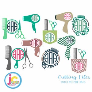 Hairdresser svg  Stylist Salon svg, Monogram Frames Svg, eps, dxf, png Hair dresser svg  hairdryer scissors, beauty svg Cricut, Silhouettel