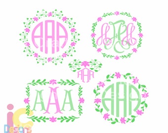 Floral Monogram Frames svg Mothers day, mom Spring Monogram Frames svg Silhouette Cricut svg dxf eps jpg svg ai png sublimation cut files