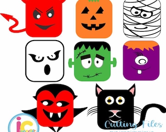Halloween Svg Monster Design Frankenstein, Dracula, Ghost, Pumpkin Mummy face, SVG, Eps, DXF, Png Kids Cut file Silhouette, Cricut