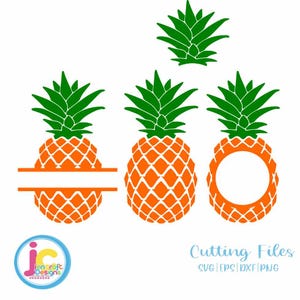 Pineapple SVG Round Monogram Tropical Hawaiian Summer Monogram Cricut Silhouette,  svg Eps, DXF Cut File Split Frame Pineapple