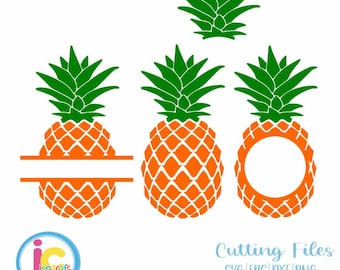 Pineapple SVG Round Monogram Tropical Hawaiian Summer Monogram Cricut Silhouette,  svg Eps, DXF Cut File Split Frame Pineapple