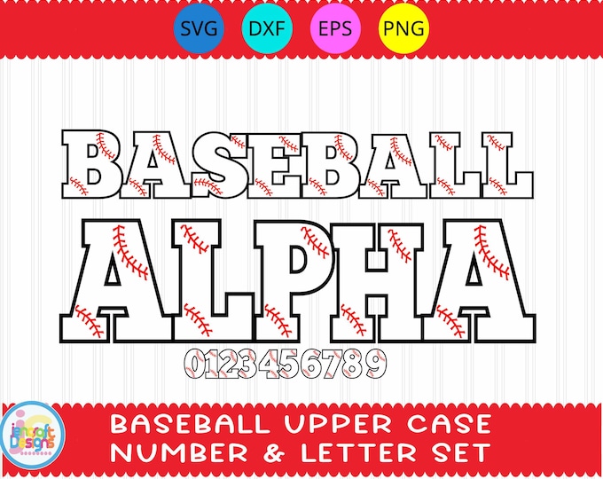 Baseball Alphabet Letters SVG, Baseball Monogram  font Svg, Eps, Dxf, Png Softball, Stitches, Silhouette Numbers Cricut monogram font