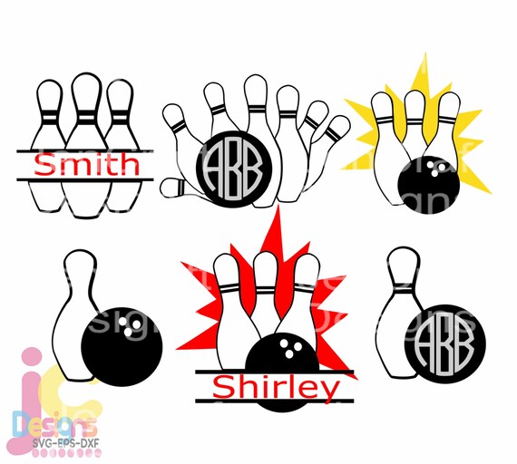 Bowling Svg Bowling League Team Monogram Svg Bowling Pin Etsy