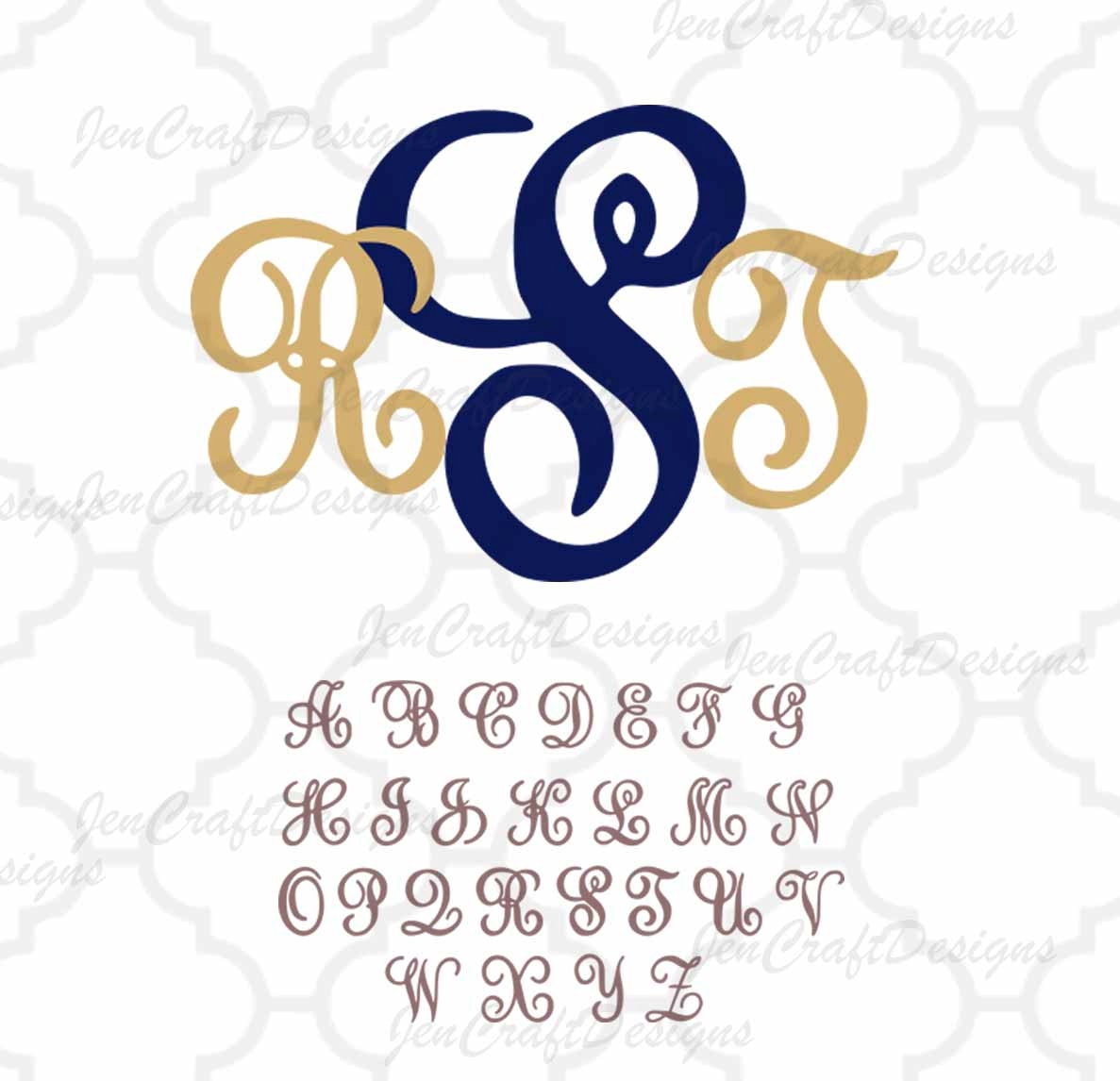 Download Elegant Interlocking Monogram alphabet font, SVG,DXF EPS Vector files & Cutting files ...