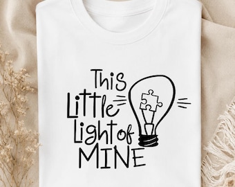 Autism Awareness SVG: This Little Light of Mine, Puzzle Design (Digital Download)