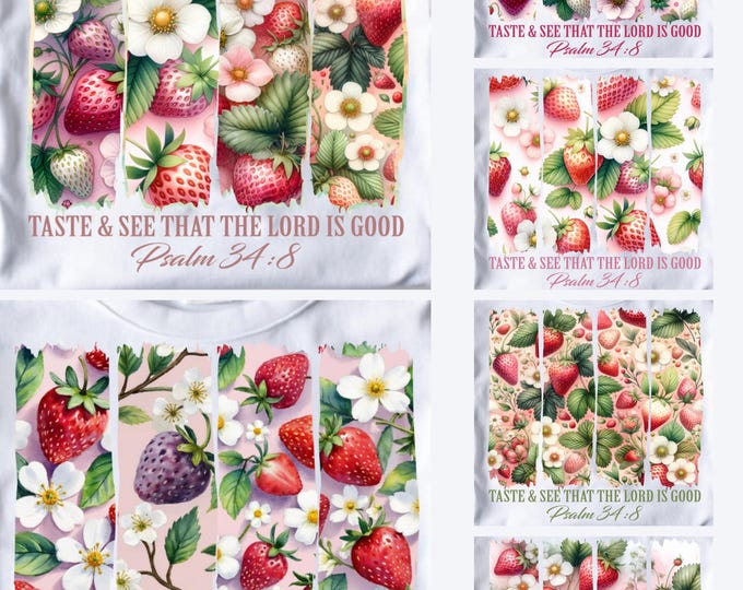 Strawberry Bible Verse PNG: Christian Inspirational Design (Print File)