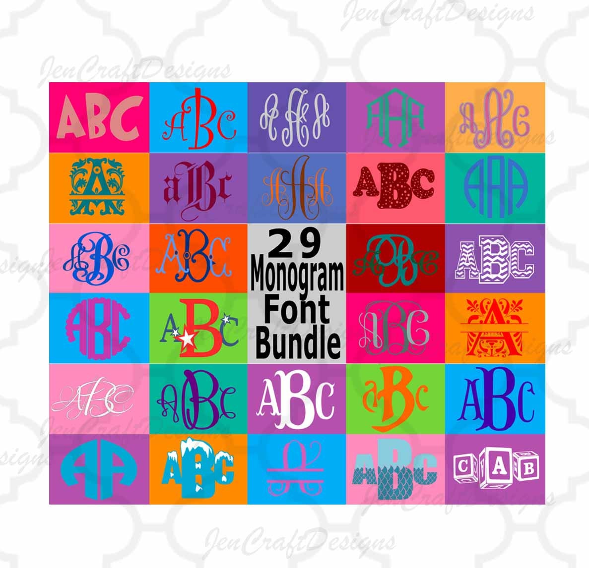 Download Sale Monogram Font SVG Bundle 29 Vector Fonts for Cricut ...