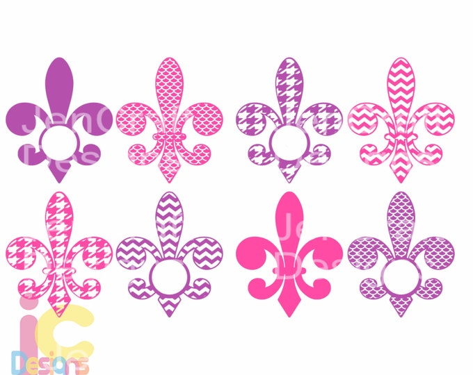 Fleur De Lis svg Monogram, Le Fleur Svg Mardi Gras svg cutting file, SVG, DXF, Cricut Design Space, Silhouette,Digital Cut Files bundle