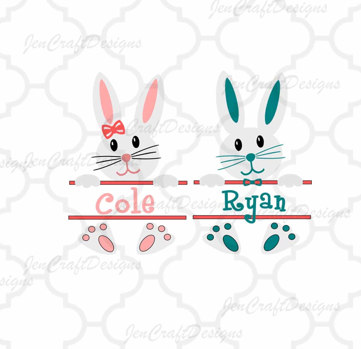 Download Easter Bunny Boy and Girl SVG,Circle monogram frames svg ...