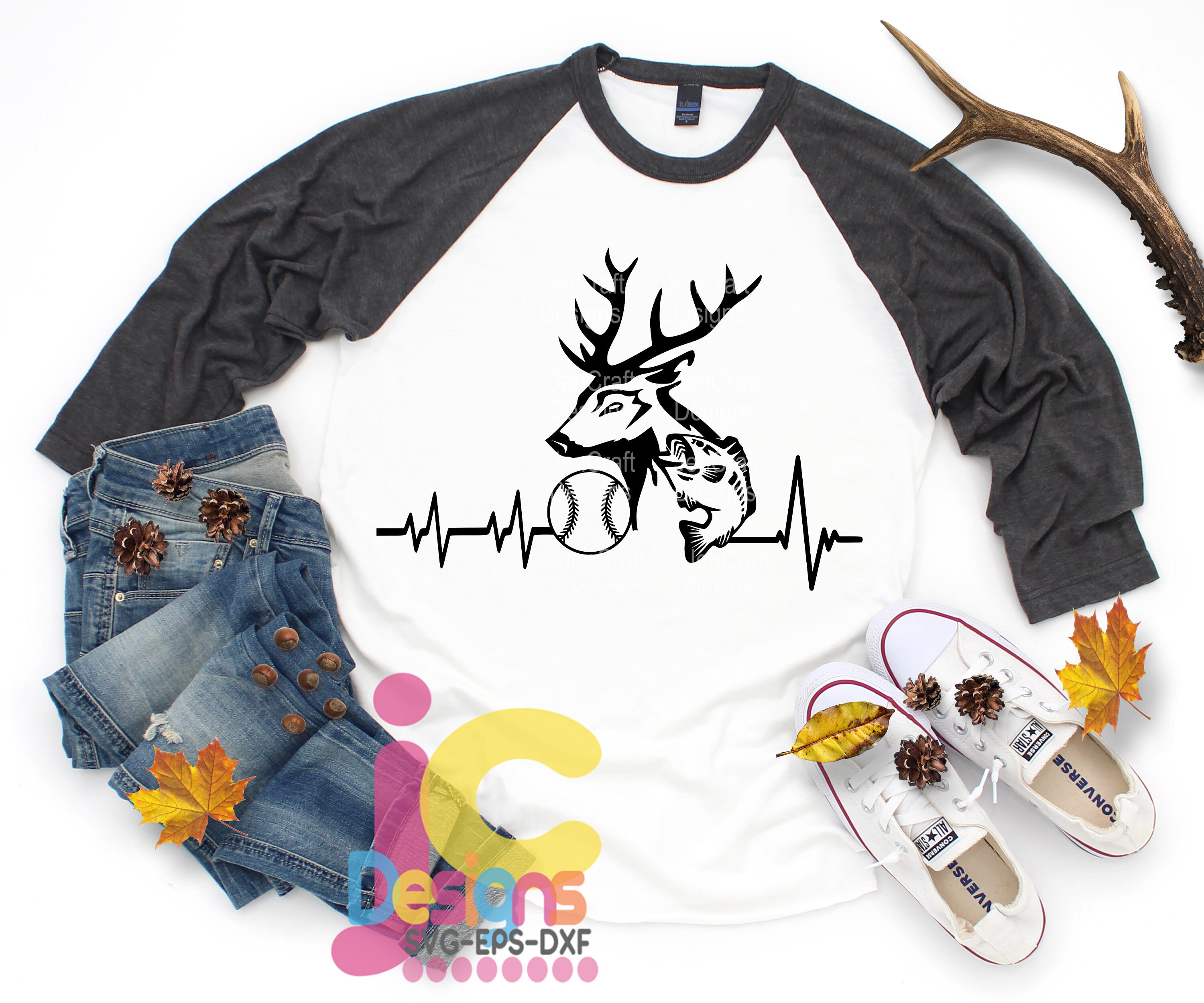 Download Baseball Deer Fish Svg Dad Hunter Fishing Fisherman Hunting Svg Heartbeat Buck Svg Png Eps Dxf Files Cricut Silhouette Cut Files