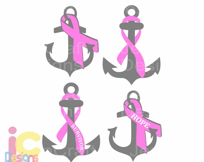 Anchor Awareness ribbon SVG, Dxf, Eps, Survivor, Hope Anchors the Soul, Breast Cancer Support SVG Cut Files  Cricut Design Space, Silhouette