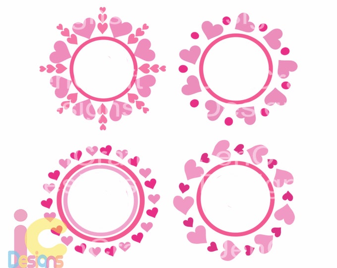 Valentine Frames svg Heart Monogram Frame SVG Valentines Day Love Heart valentine svg Scan N Cut Wedding Svg Eps Dxf Png