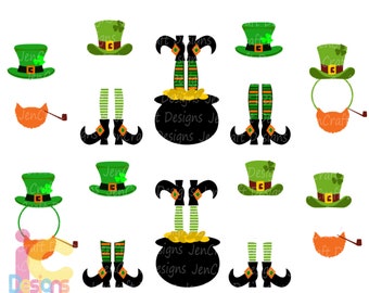 St Patricks day svg, shamrock svg, Leprechaun Legs SVG Monogram Kids Shirt Design St Paddy's Day, Saint Patricks Monogram Design svg dxf png