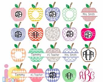 Apple Monogram Frame SVG Bundle: Teacher Appreciation Designs (Digital Download)