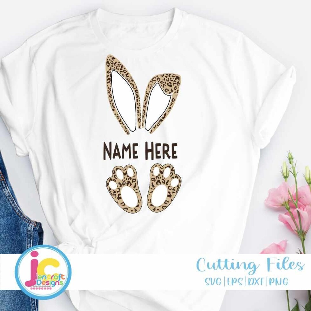 Cheetah Print Bunny Ears SVG: Easter Leopard Rabbit Clipart (digital ...
