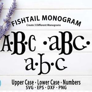 Fishtail Monogram SVG, Monogram Letters Font SVG, Wedding Monogram SVG, Fishtail Font Alphabet For Cricut & Cameo Silhouette