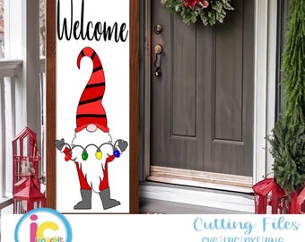 Christmas Welcome Porch Leaner Sign SVG Bundle Gnome SVG xmas Vertical Sign  Cut File svg, eps, dxf, png