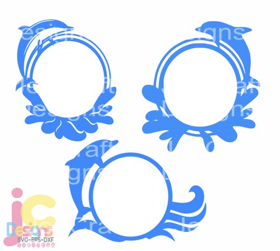 Download Dolphin Svg Summer Ocean Waves Wave Beach Monogram Frame Svg Etsy