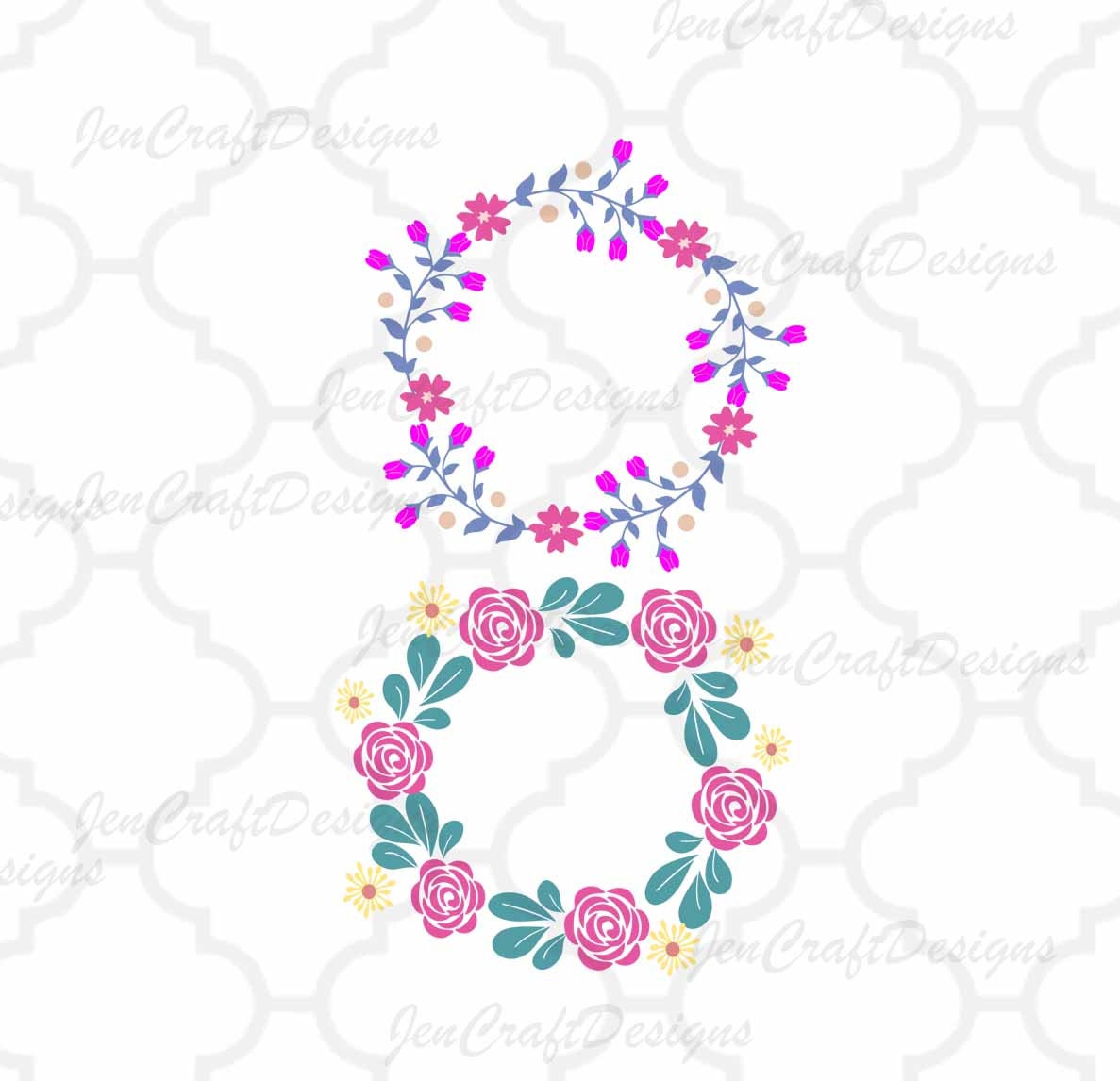 Download Floral Wreath Svg Monogram Frames Flowers Mothers Day Birthday Svg Dxf Eps Png Silhouette Cricut Vector Art Vinyl Digital Cutting